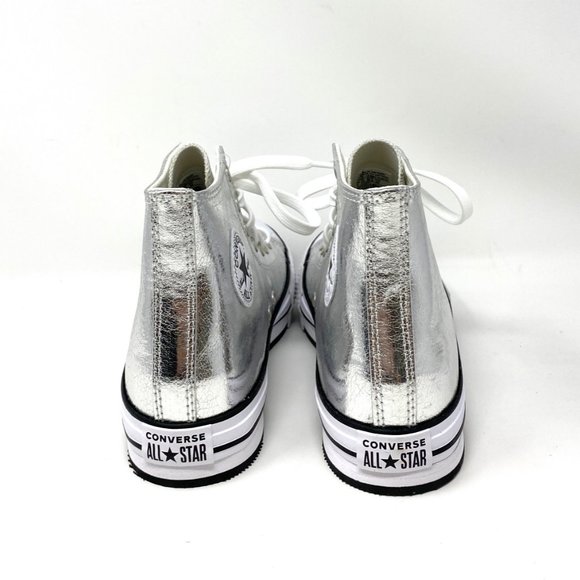 Converse CTAS Lift Synth Leather Silver Sneakers Women's Sizes 6 670547C - Picture 6 of 9